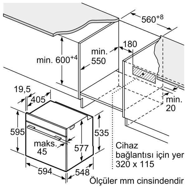 BOSCH HB778G3B1 71 L Ankastre Fırın Siyah