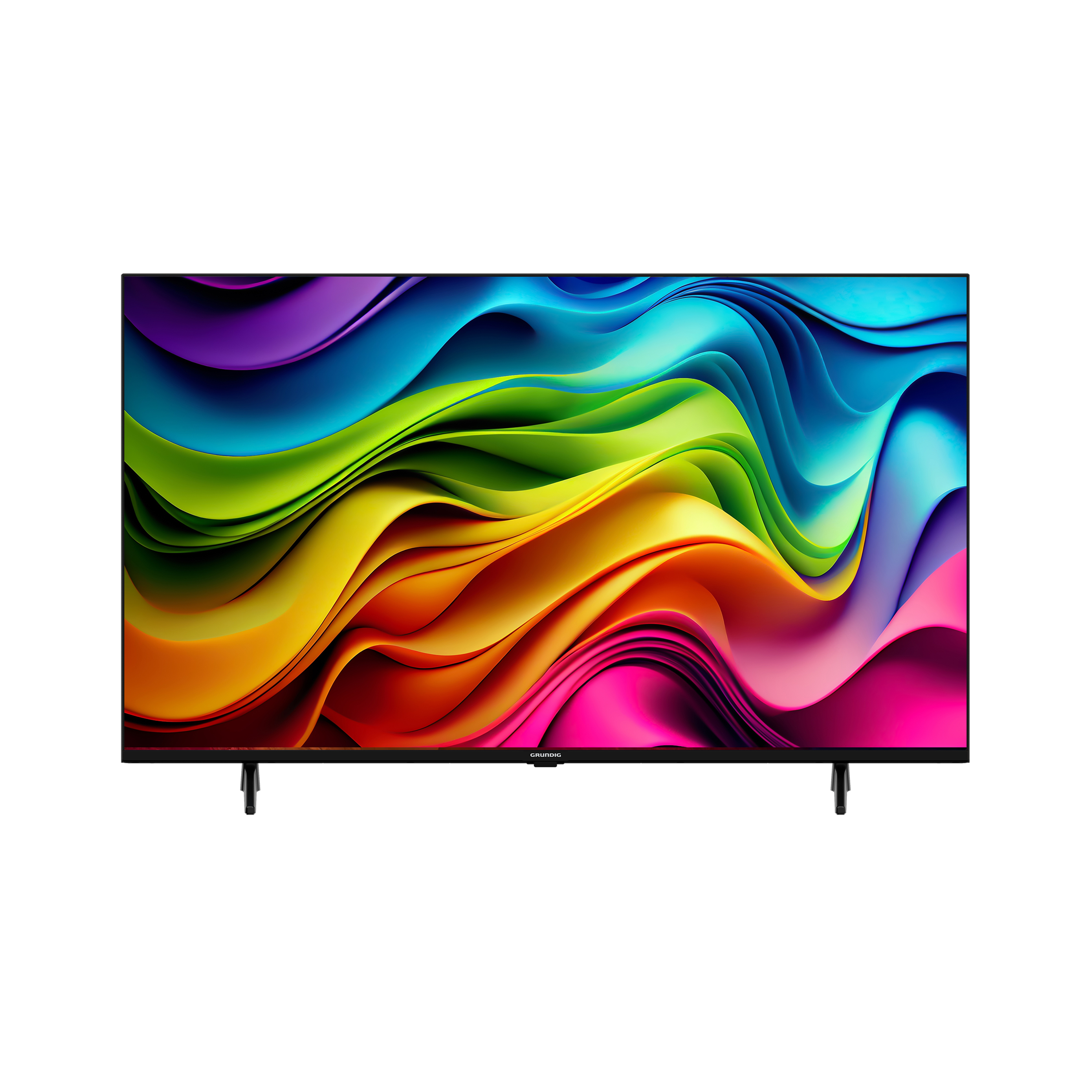 Ein Flachbildfernseher, der farbenfrohe abstrakte Kunst zeigt.
