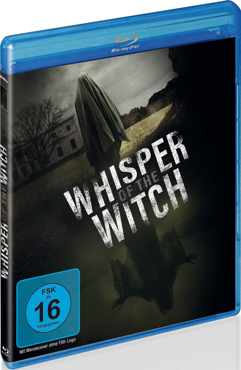 Blu-ray-Hülle mit 'Whisper of the Witch'-Cover. Eine verhüllte Figur im Vordergrund, ein Haus im Hintergrund.