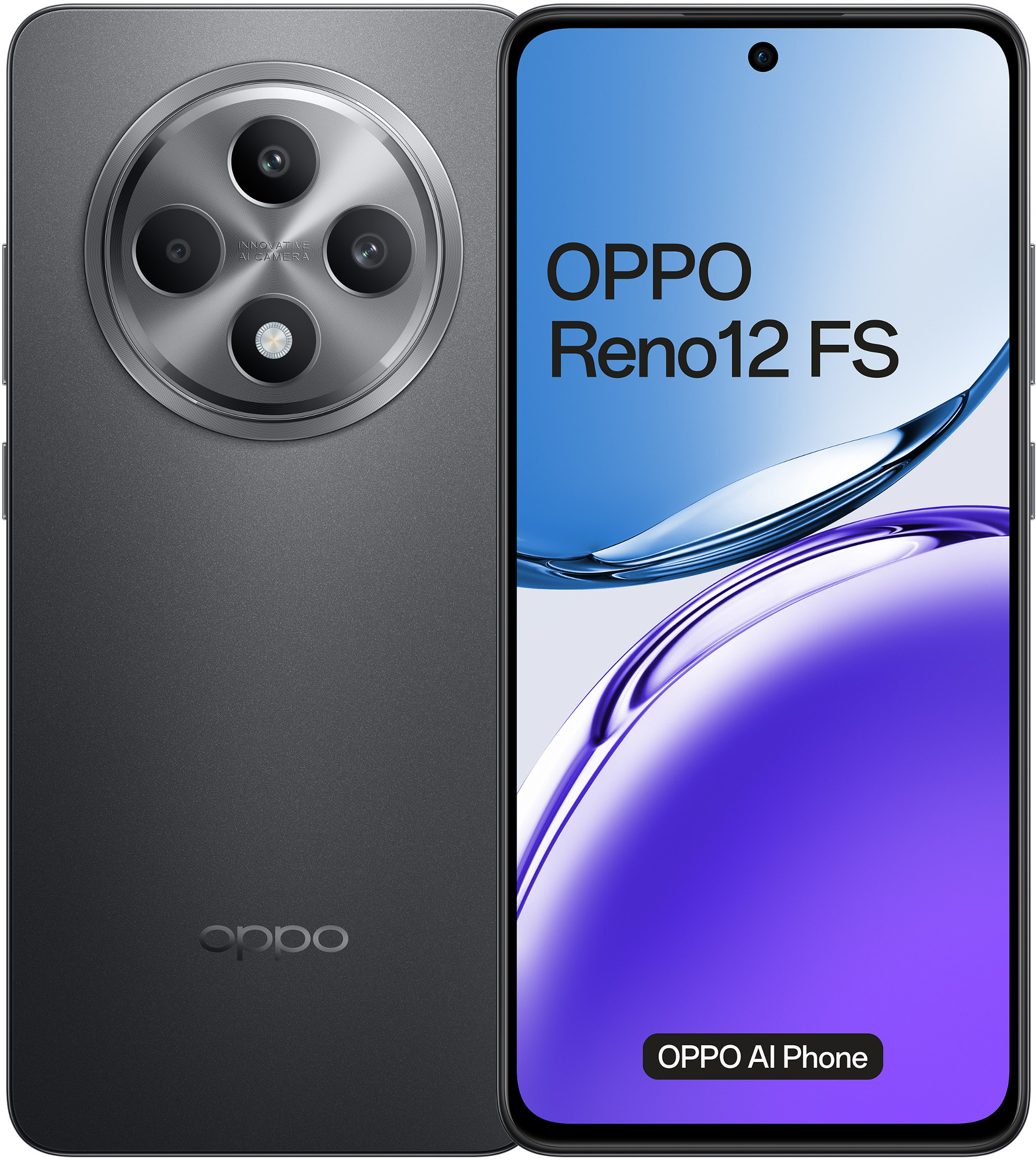 Ciemnoszary smartfon z potrójnym aparatem i nazwą marki.