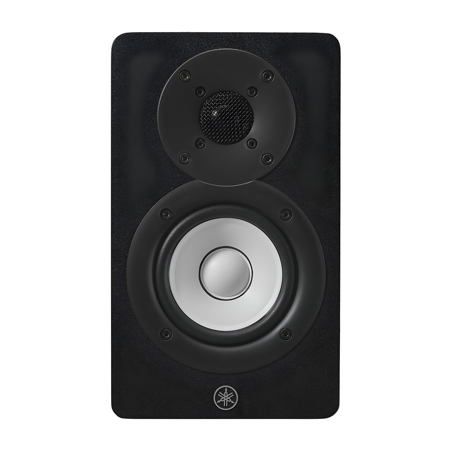 Altoparlante monitor da studio Yamaha nero con cono bianco e tweeter nero.