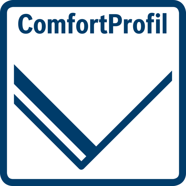 Mavi ve beyaz bir ComfortProfil logosu. Beyaz bir kenarlığı olan mavi bir karenin içinde.