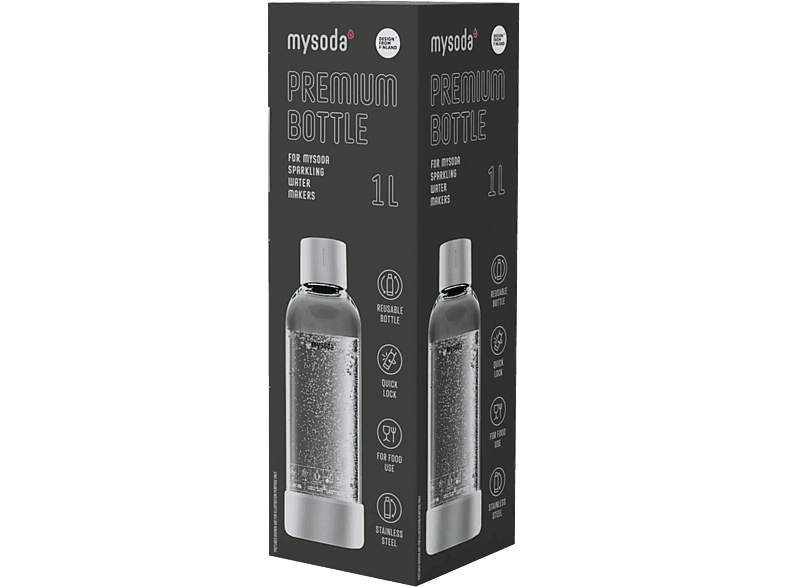 Mysoda Waterfles Glas 1l Zilver (1pb10g-s)