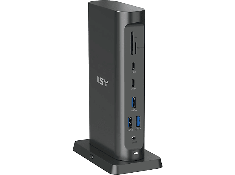 ISY 15 az 1-ben USB Type-C 3.1 5 Gbps multiport adapter, 2xHDMI, DP, LAN, Jack, SD, 135W PD (IDO-3000)