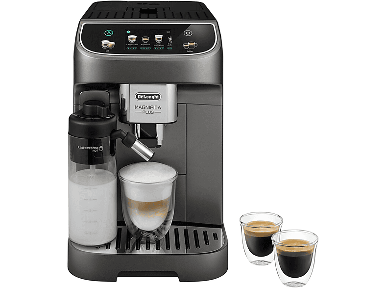 Cafetera superautomática - De'Longhi Magnifica Plus ECAM320.70.TB, Molinillo integrado, Depósito leche, Táctil, Espumado automático, 1450W, Titanio