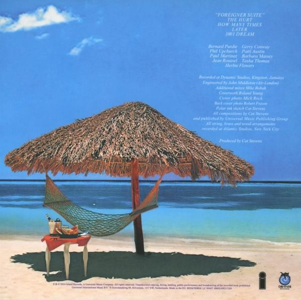 Albumcover mit einer Strandszene: eine Hängematte, ein Tisch und ein Strohschirm.