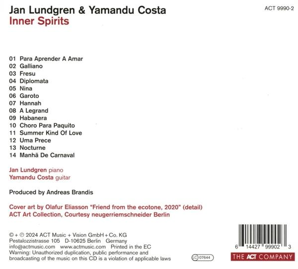 CD-Cover mit Titeln: 'Jan Lundgren & Yamandu Costa Inner Spirits'.