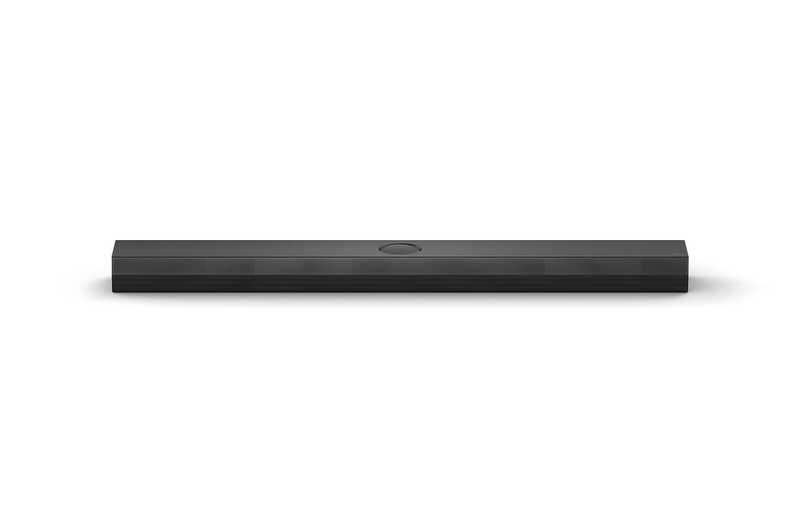 Beyaz arka plan üzerinde siyah bir soundbar.