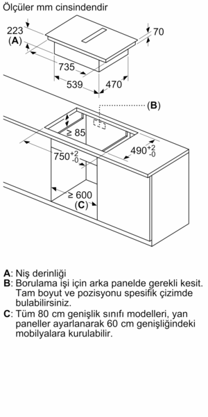BOSCH PXX875D67E Ankastre  Davlumbaz Entegreli Ocak