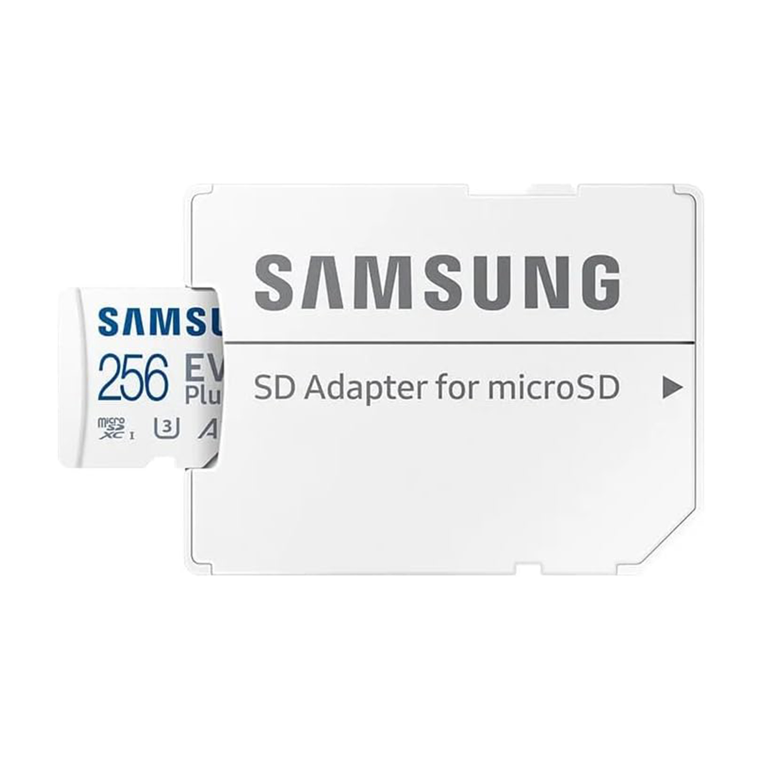 Scheda SD bianca con adattatore SD per microSD e logo Samsung.