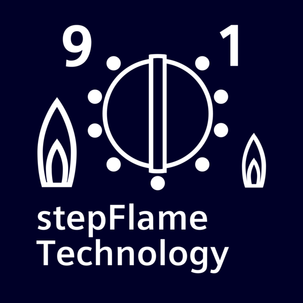 Sayılar ve alevlerle stepFlame Technology logosunu gösteren bir diyagram.