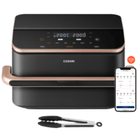 COSORI COSORI CAF-TF101S-AEUR Dual Blaze Twin Fry Heißluftfritteuse mit Trenneinsatz (10 l, 2800 Watt, Schwarz/Kupfer)