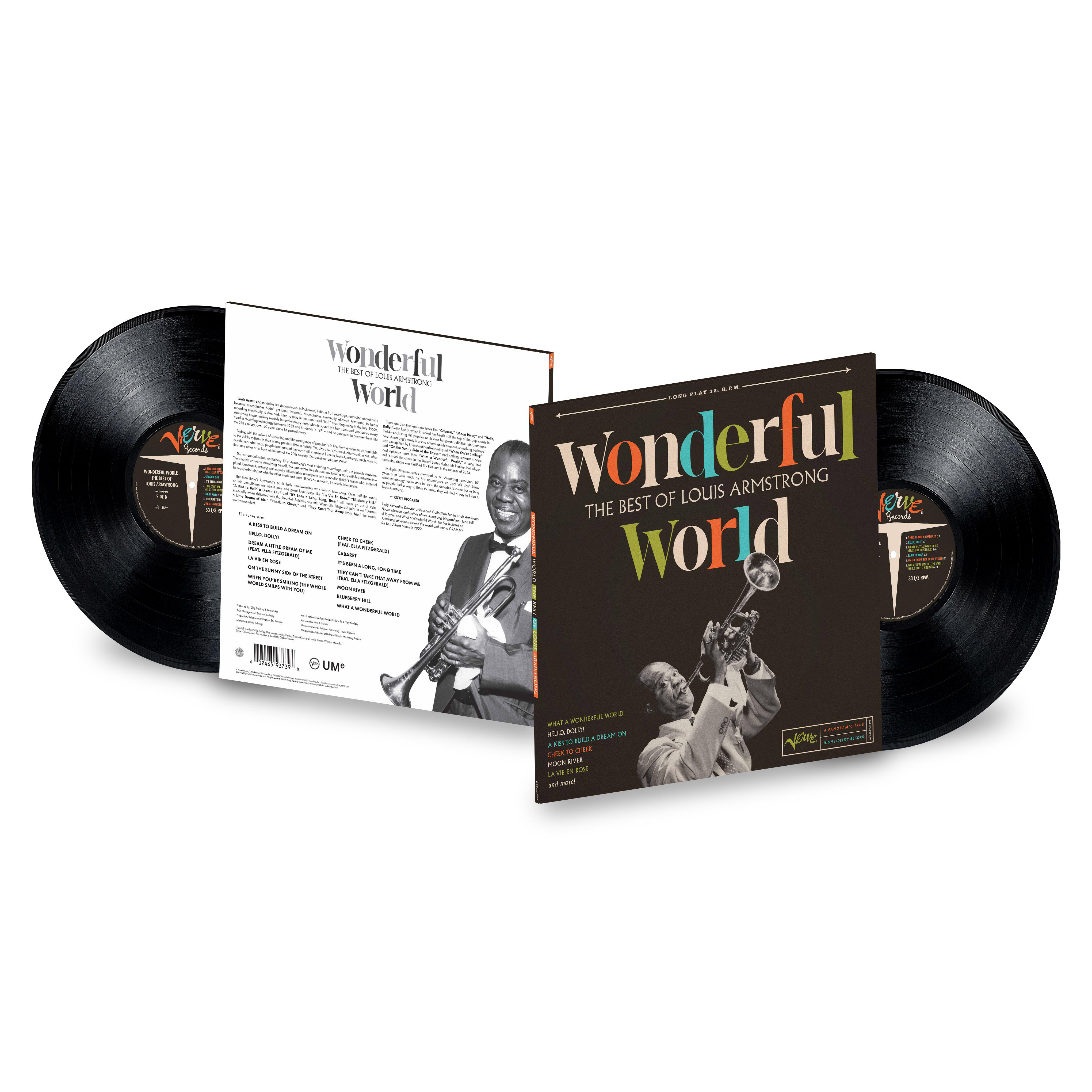 Schallplatten mit dem Albumcover von 'Wonderful World' von Louis Armstrong.