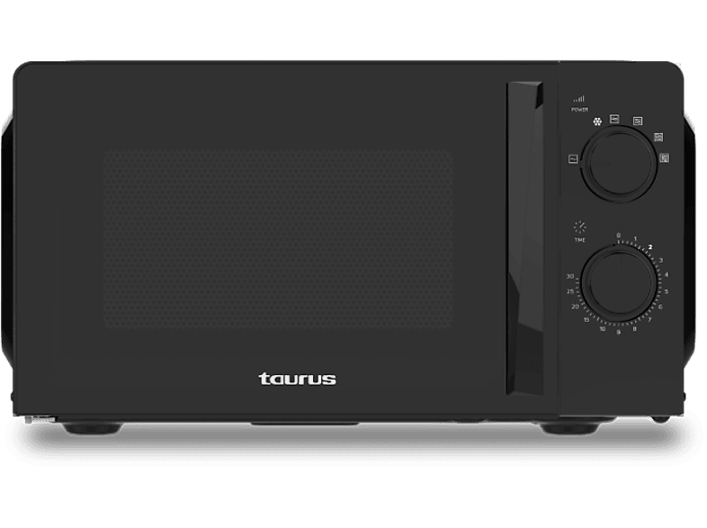 Taurus Microondas Con Grill - Ready Ver.ii, 700 W, 900 W Grill, 9 Niveles De Potencia, 20L, Temporizador 30 Min, Puerta Cristal, Black