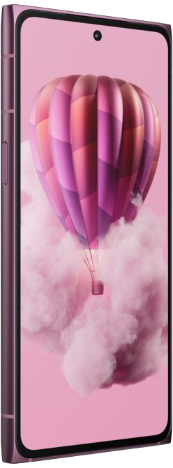 Okostelefon rózsaszín hőlégballon jelenettel a képernyőn. Lila telefon.