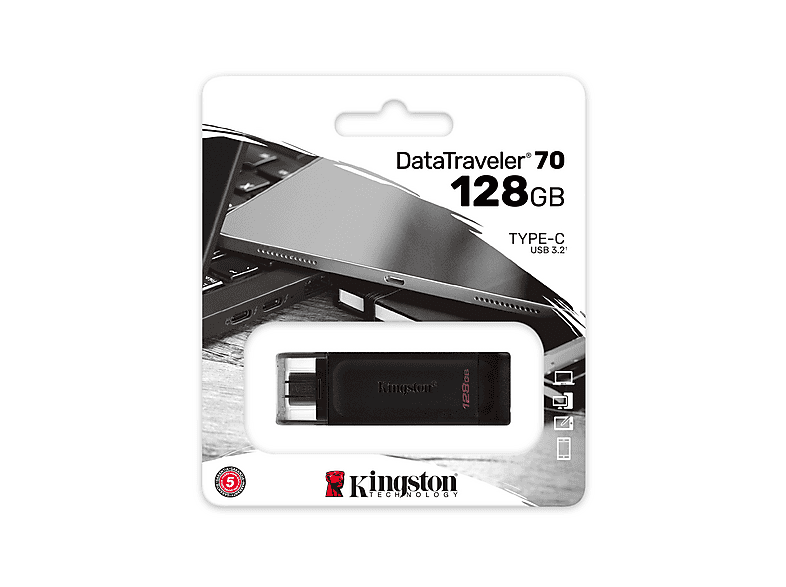 KINGSTON USB Stick DataTraveler 70, 128GB, USB-C, schwarz (DT70/128GB) — Foto 5 von 5