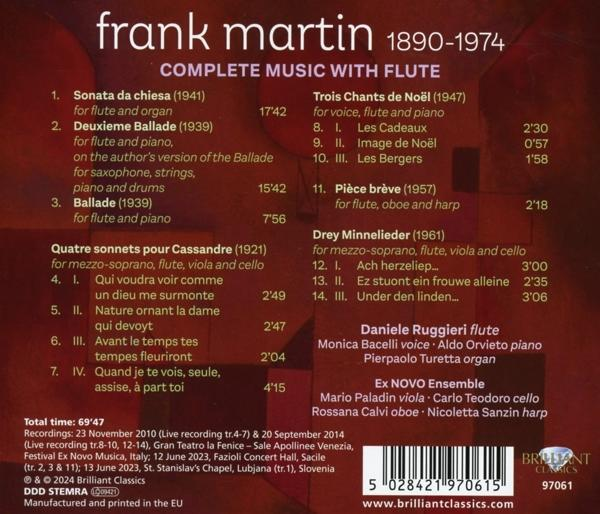 CD-Cover für Frank Martin, komplette Musik mit Flöte, mit Songtiteln.