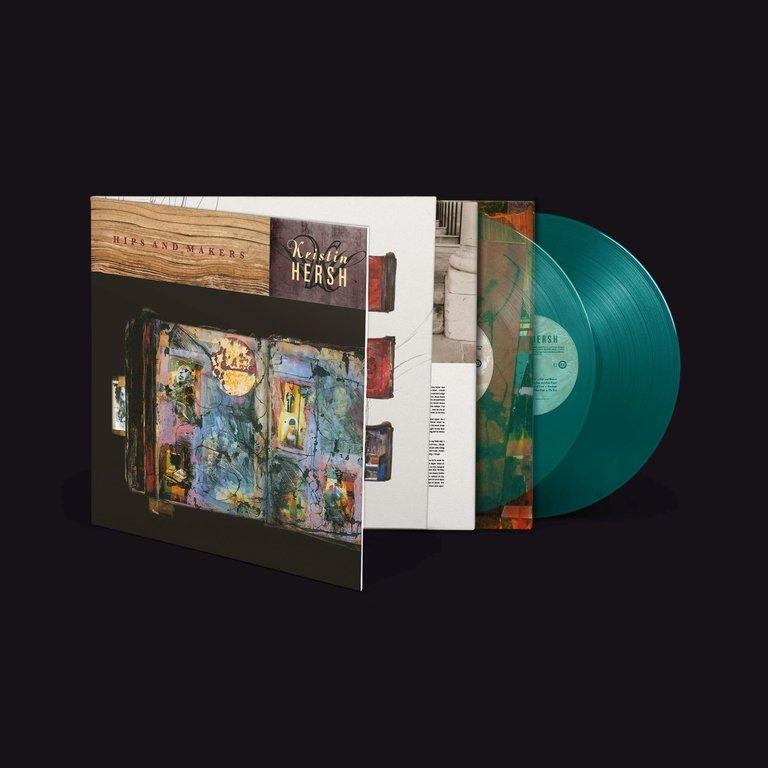 Vinyl-Albumcover mit dem Titel 'Hips and Makers' von Kristin Hersh und zwei grünen Vinyls.