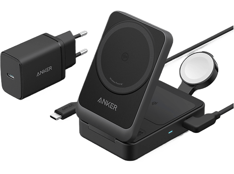 Anker Draadloze Oplader Maggo Fold 3-in-1 15w Zwart (b2557311)