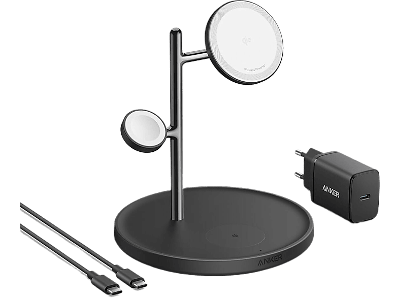 Anker Draadloze Oplader Maggo Magnetisch 15 W 3-in-1 Zwart (b25m3311)