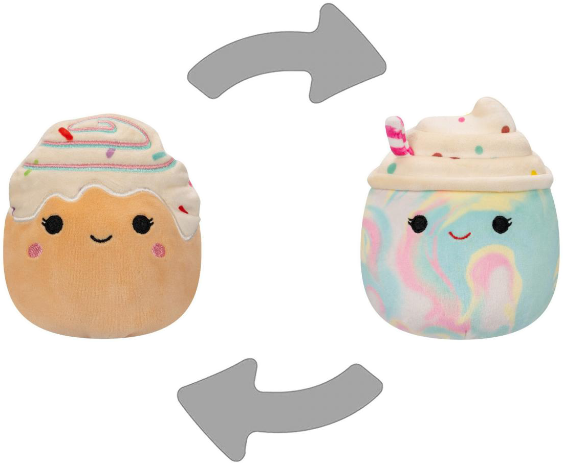JAZWARES Kifordítható 2in1 Squishmallows Kelen, a frappé és Rease, fahéjas csiga, 13 cm (SQFP00135)