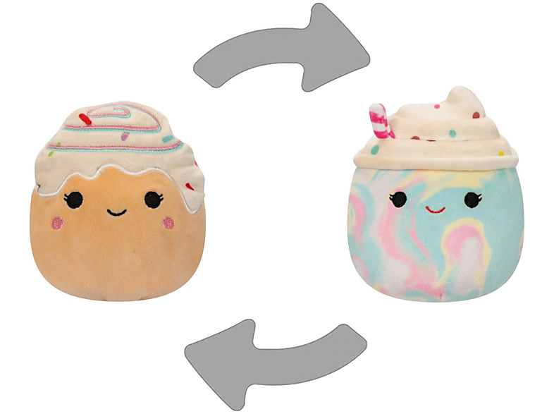 JAZWARES Kifordítható 2in1 Squishmallows Kelen, a frappé és Rease, fahéjas csiga, 13 cm (SQFP00135)