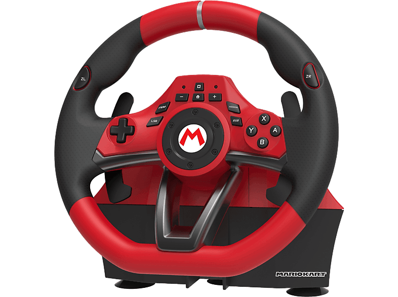 Volante - Hori Mario Kart Pro Deluxe, Para Nintendo Switch 1 y 2, PC, Pedales, USB, Rojo