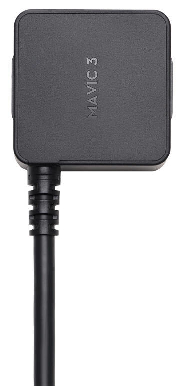 Czarny adapter ładowania z napisem 'MAVIC 3', z dołączonym czarnym kablem.