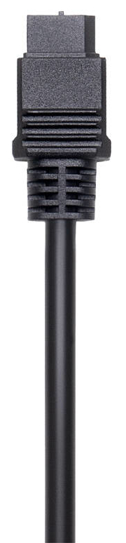 Czarny kabel ze złączem. Kabel jest gruby i ma prostokątne złącze.