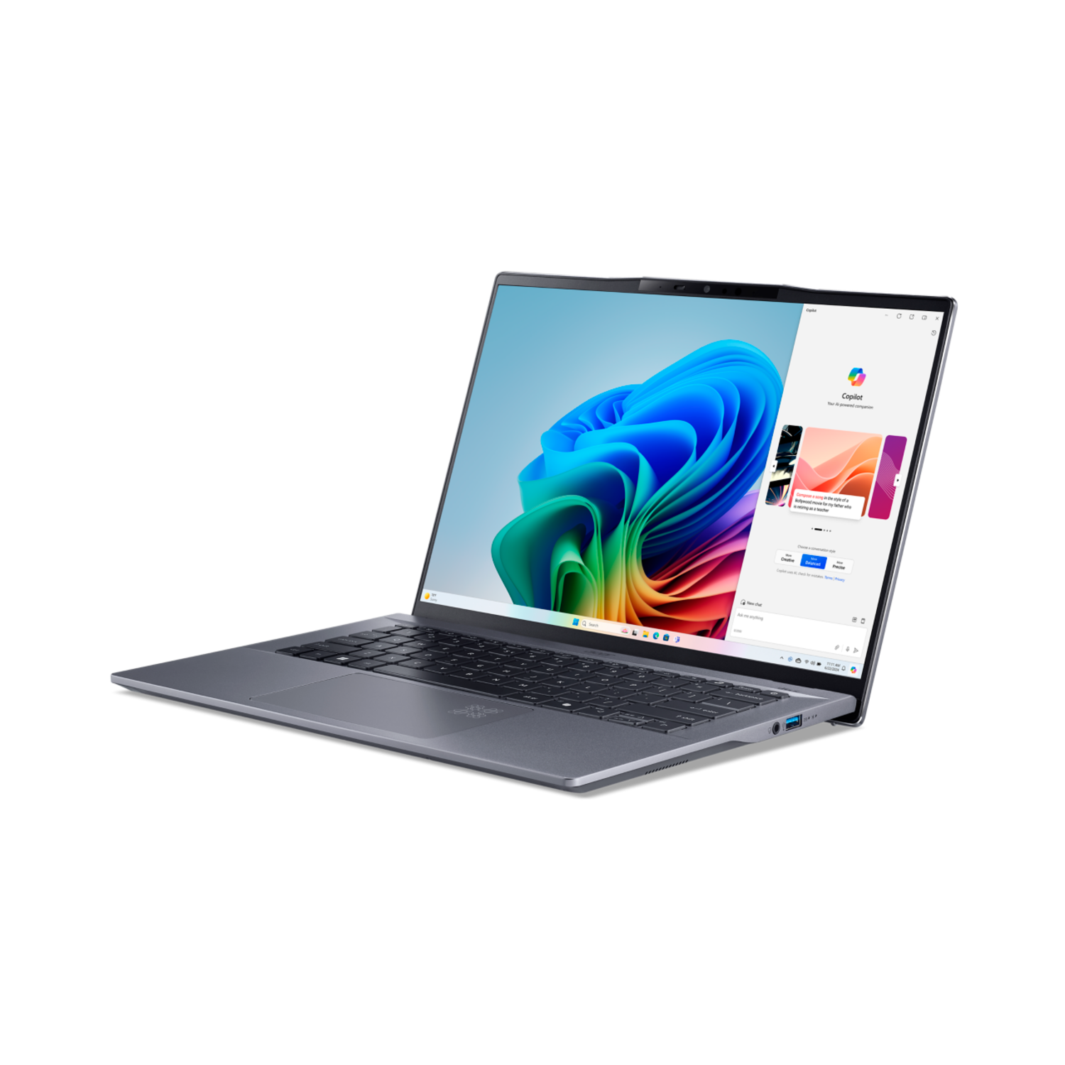 A laptop with a colorful screen.