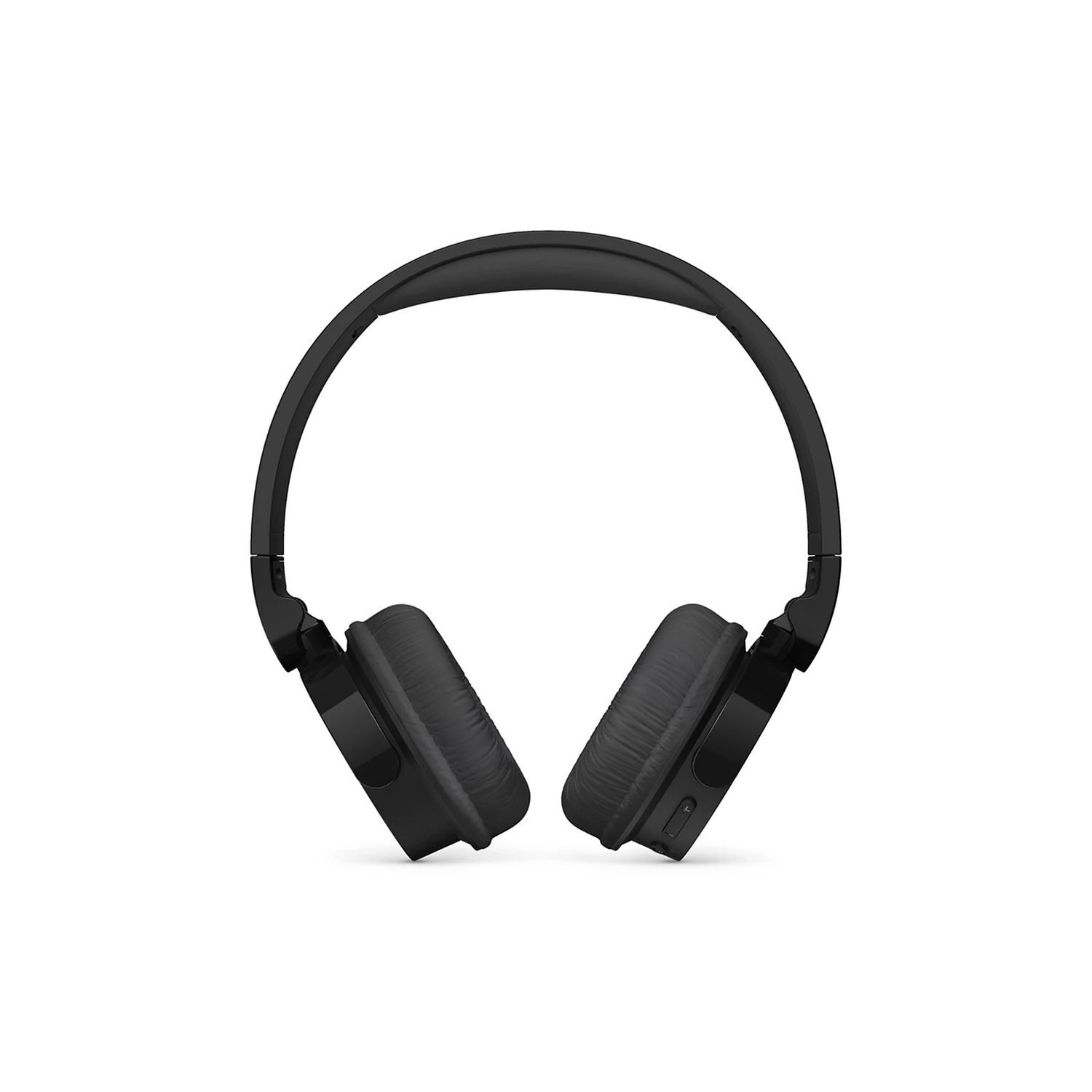Casque noir avec écouteurs et bandeau.