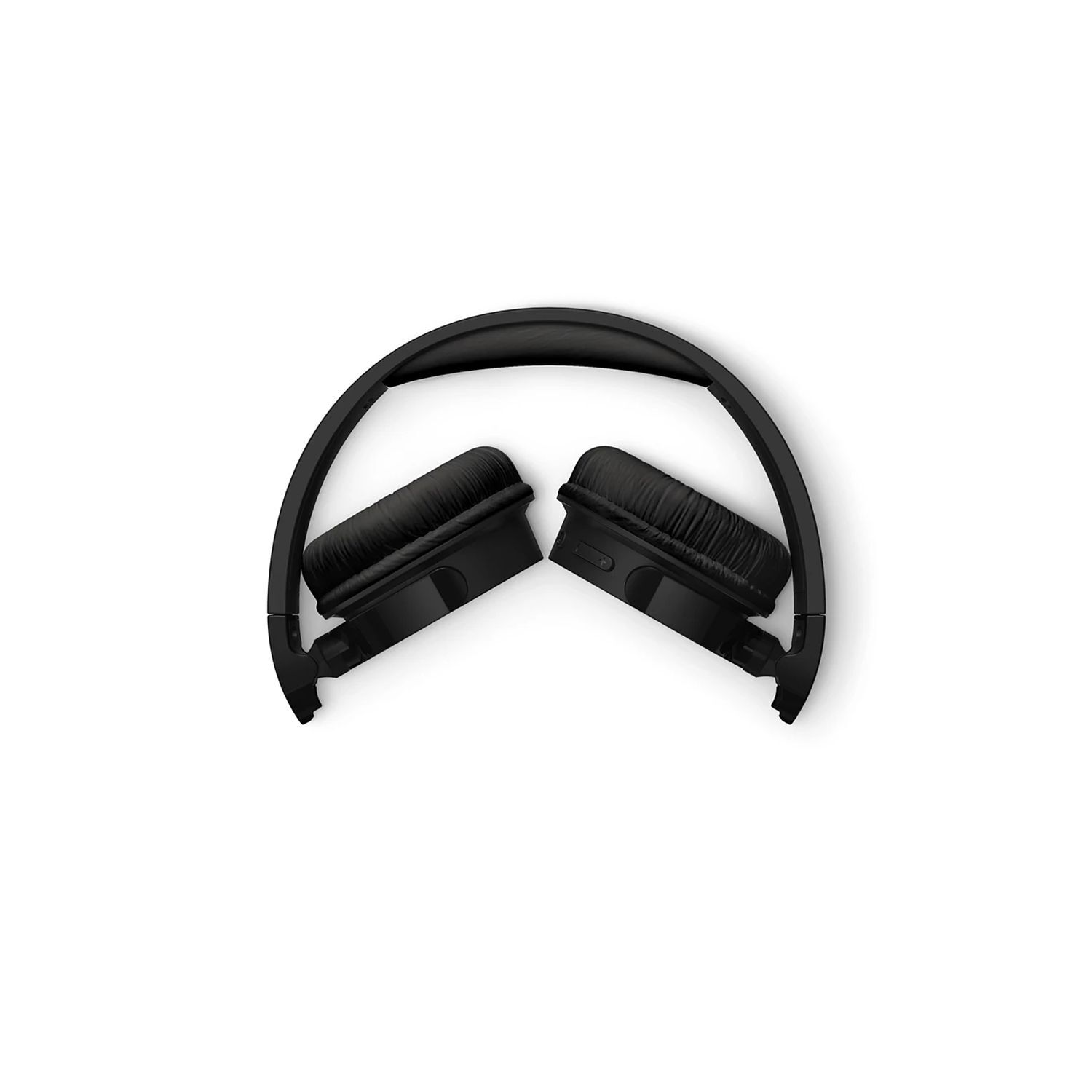 Black headphones, folded. Earcups visible. White background.