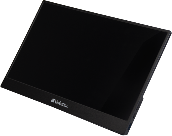 Ein schwarzer Verbatim-Monitor. Schwarzer Hintergrund.