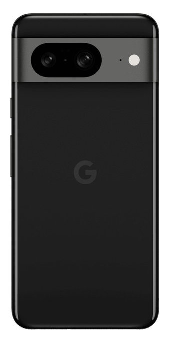 Czarny telefon z aparatem i logo Google.