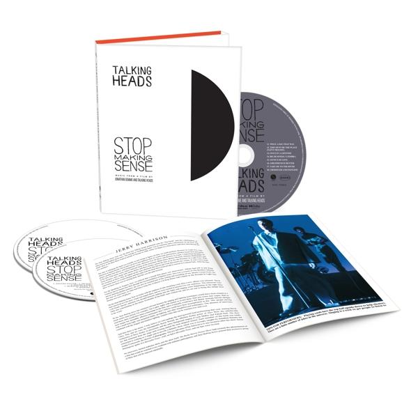 Talking Heads' 'Stop Making Sense' CD and booklet. Features the band in concert with stage setup.