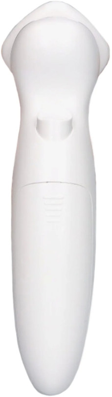 Białe urządzenie kosmetyczne. Zaokrąglony kształt, widok z góry. Izolowane na białym tle.