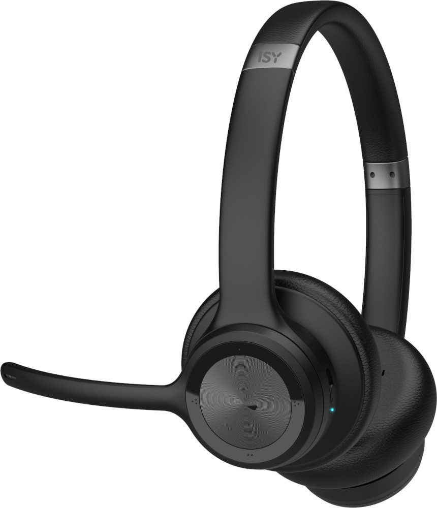 Casque Bluetooth ISY noir avec microphone. Design élégant et moderne.