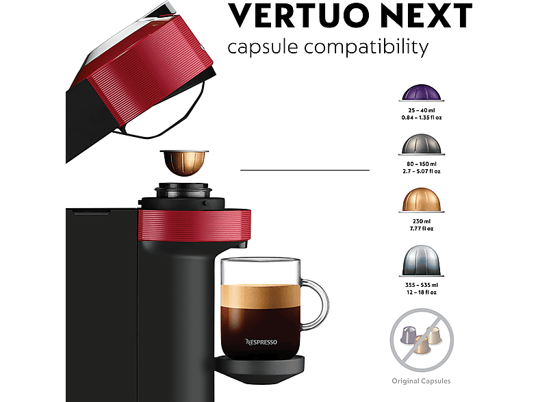Machine à Café Nespresso Vertuo Next Krups - Rouge - Occasion