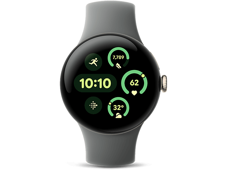 Google Pixel Watch 3, AMOLED, 41 mm, S-L, Aluminio 100% reciclado, Verde liquen
