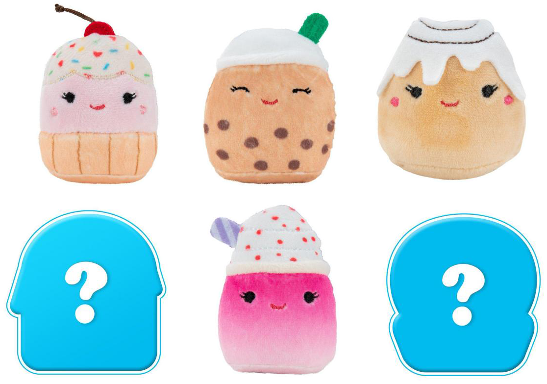 JAZWARES Squishville Sweet Tooth mini plüssök, 6 darabos szett, 2 db meglepetés plüssel (SQM0216)
