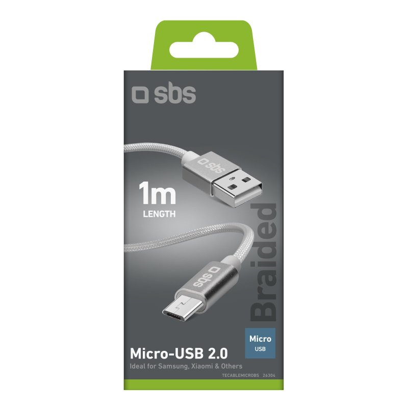 Ein geflochtenes Micro-USB 2.0 Kabel in der Verpackung, ideal für Samsung, Xiaomi usw.