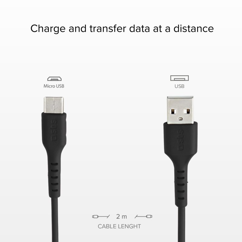 Zwei schwarze Kabel mit verschiedenen Steckern, die Datenübertragung und das Laden veranschaulichen.