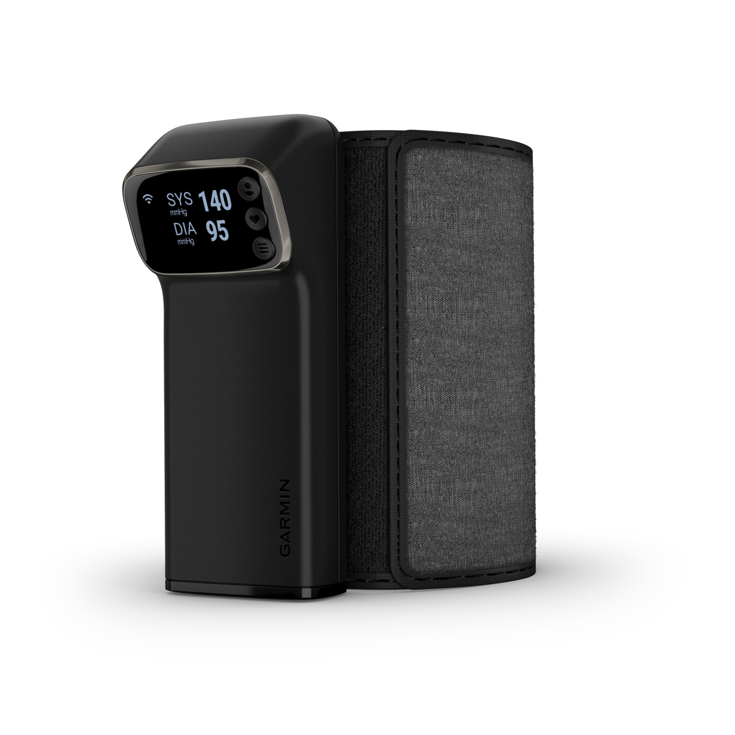 Black blood pressure monitor with display.