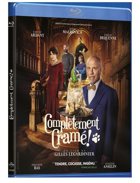 Jaquette Blu-ray d'un film, avec des acteurs et un chat.