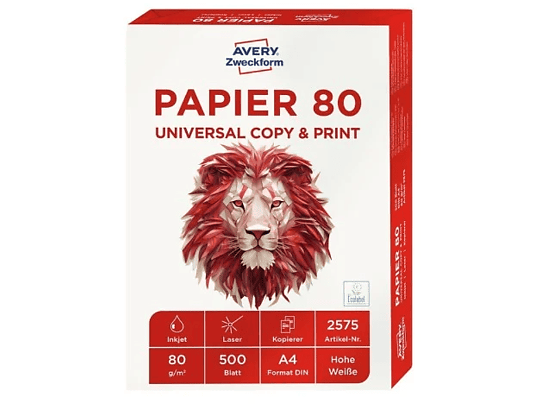AVERY ZWECKFORM 2575 Drucker- und Kopierpapier, 5er Pack