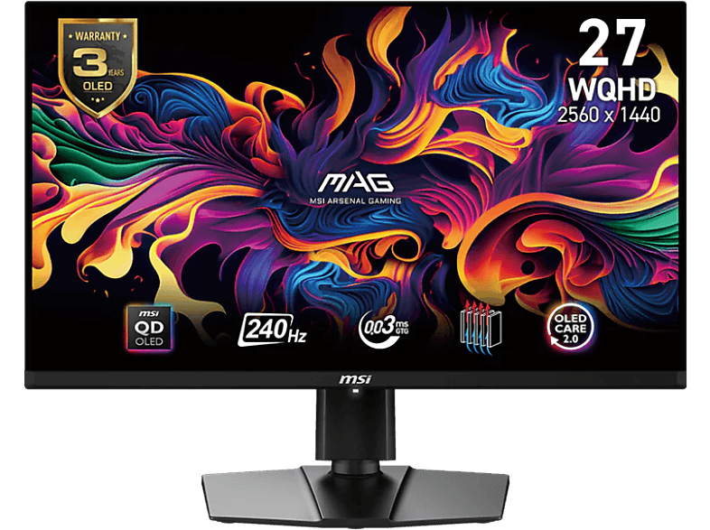 MSI Mag 271qpx Qd-oled E2 - 26.5 Inch Qhd Oled (organic Light-emitting Diode)