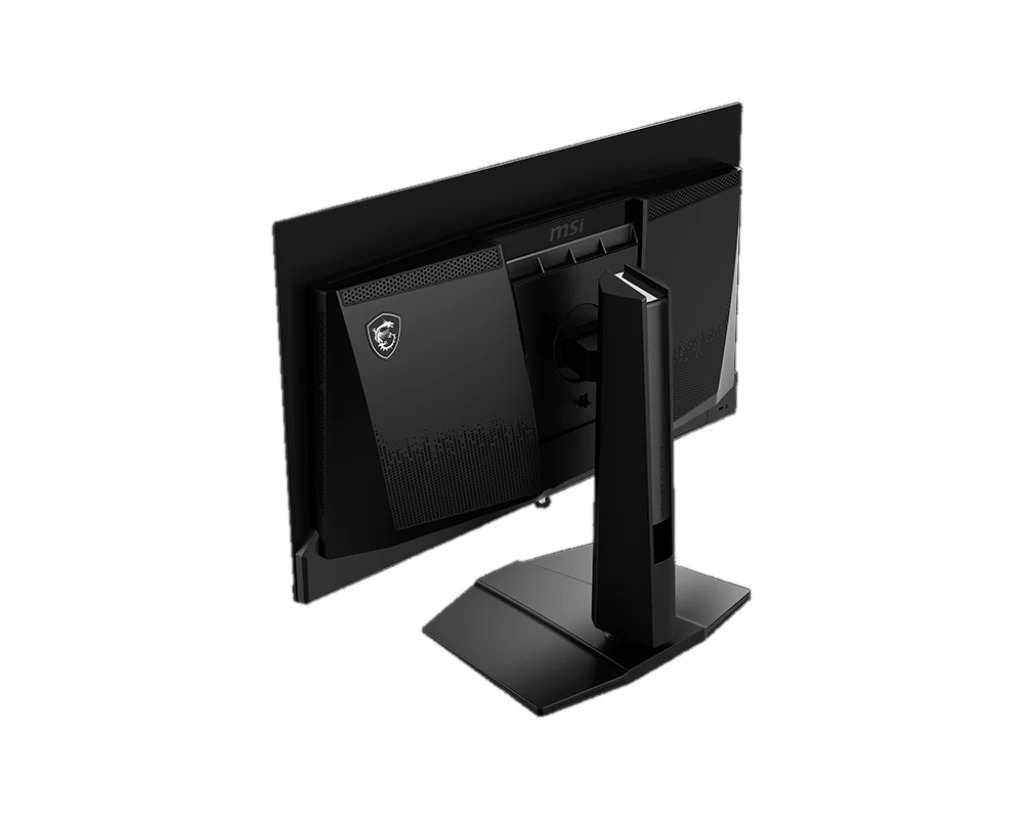 L'arrière d'un écran d'ordinateur noir avec le logo MSI.