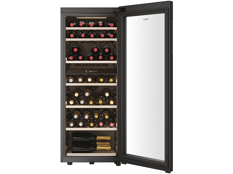 Vinoteca - Haier HWS77GDAU1 Wine Bank 50 Series 7, Temperatura 5-20º, 77 botellas, Doble Zona, Wi-Fi, Negro
