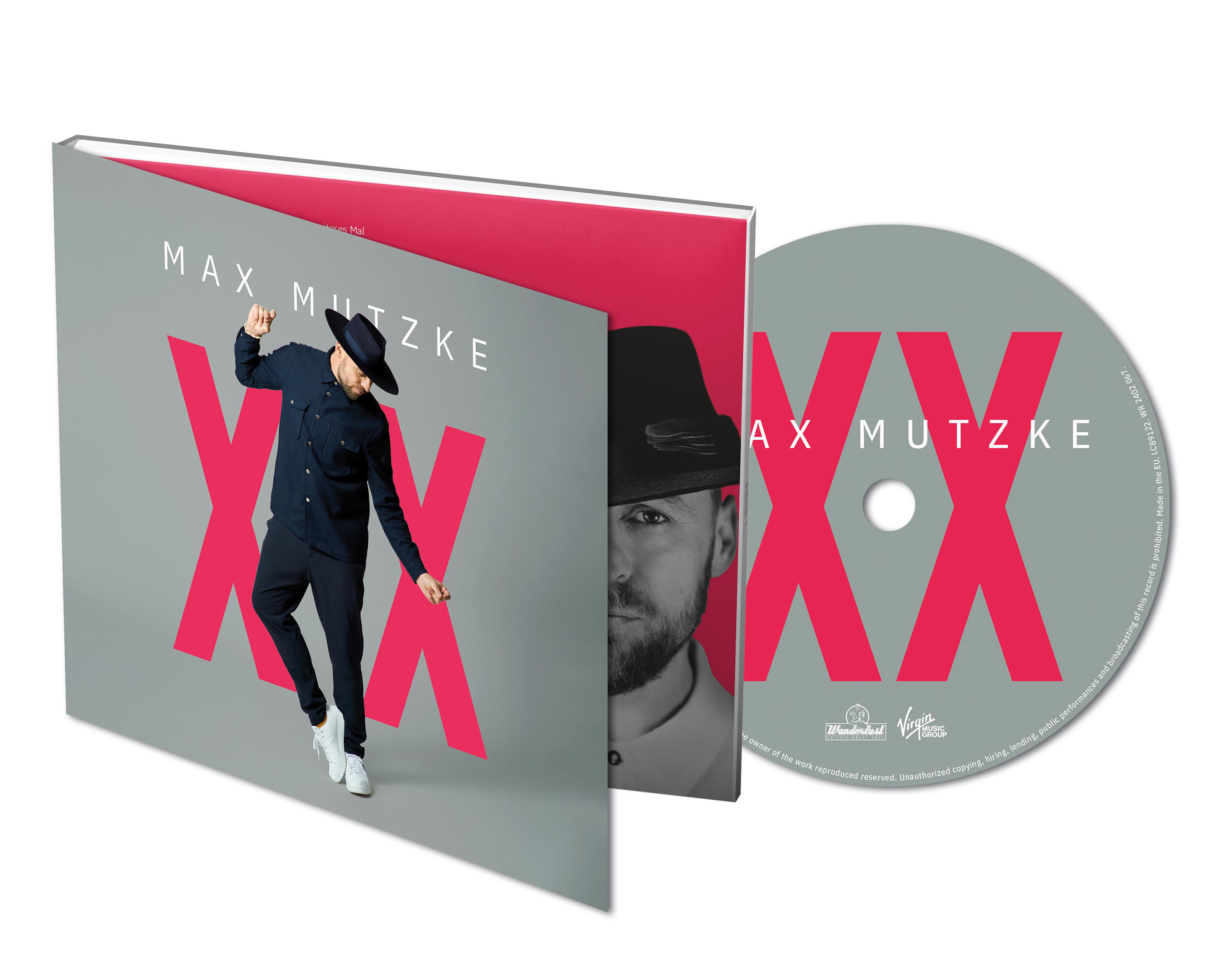 CD-Albumcover mit Max Mutzke. Das Design zeigt ein Foto und großes rotes 'XX'.