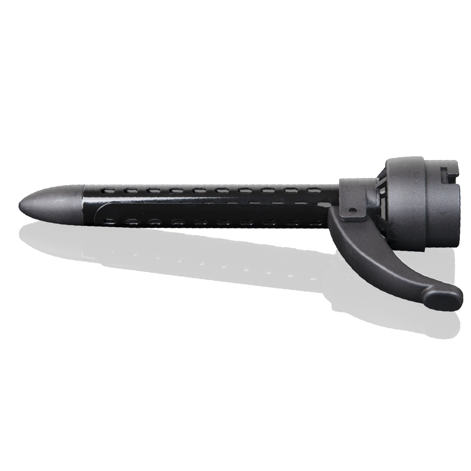 Black tool, possibly for cleaning. Isolated on black background.